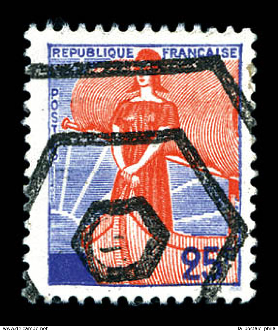 (*) N°1216A, Non émis, Marianne à La Nef 25f Orange, Bleu Et Violet Avec Annulation Hexagonale. TTB. R. (certificat)  Qu - Unused Stamps