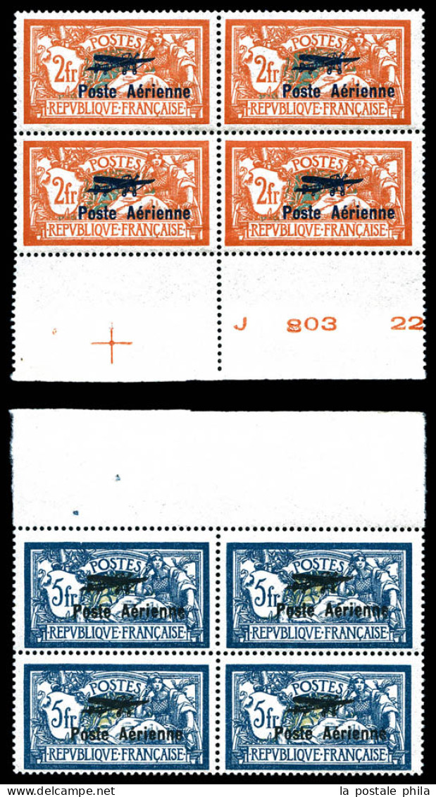 ** N°1/2, Paire Merson Surchargés En Bloc De Quatre Bord De Feuille, TRES BON CENTRAGE, FRAÎCHEUR POSTALE, SUPERBE Et R. - 1927-1959 Nuovi