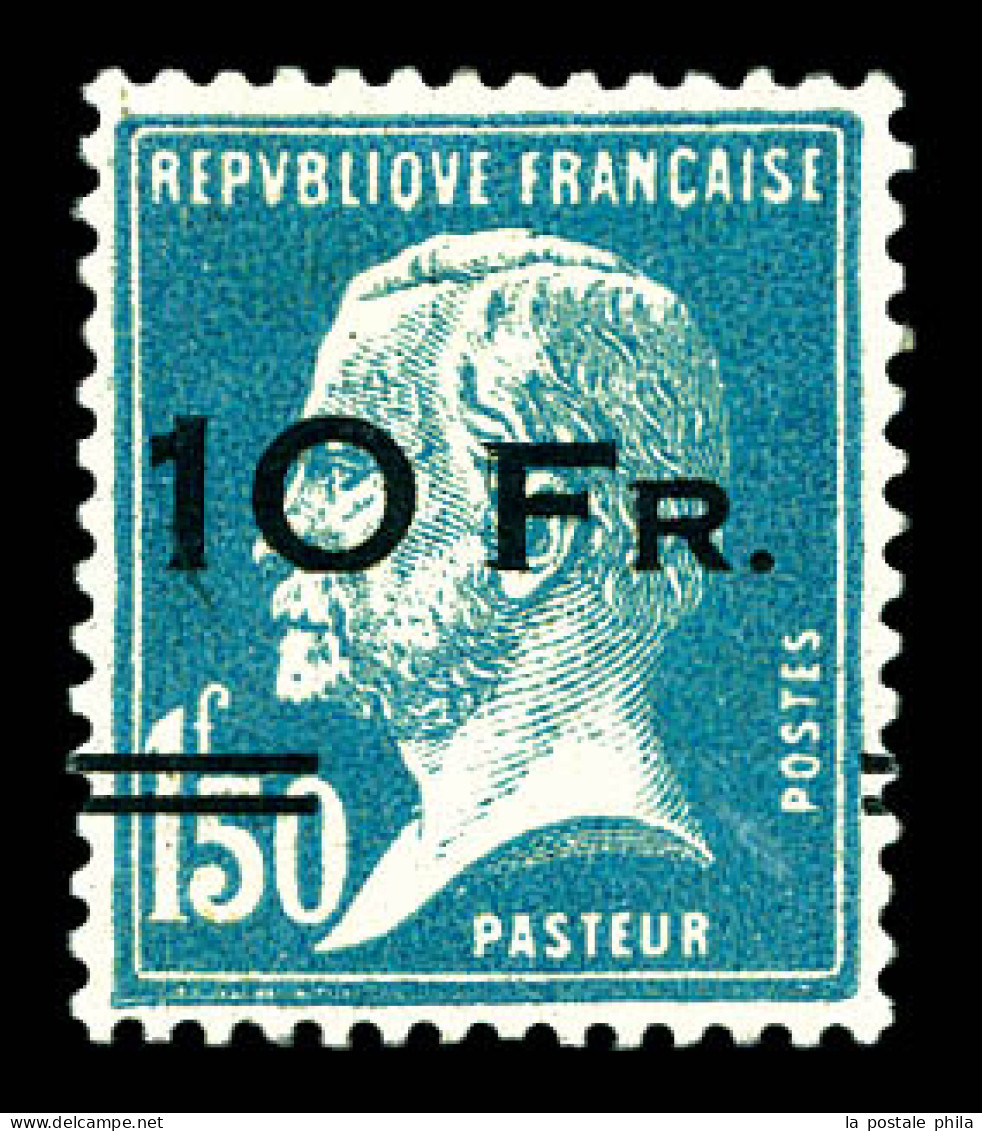 * N°4, Pasteur Surchargé à Bord Du Paquebot 'Ile De France', 10F Sur 1F50 Bleu, CENTRAGE PARFAIT, SUPERBE. R.R. (signé C - 1927-1959 Postfris