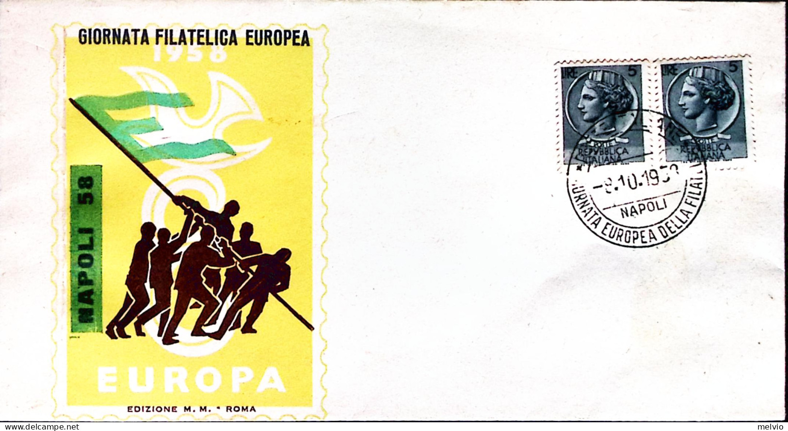 1958-NAPOLI Giornata Europea Della Filatelia (8.10) Annullo Speciale Su Busta - Esposizioni