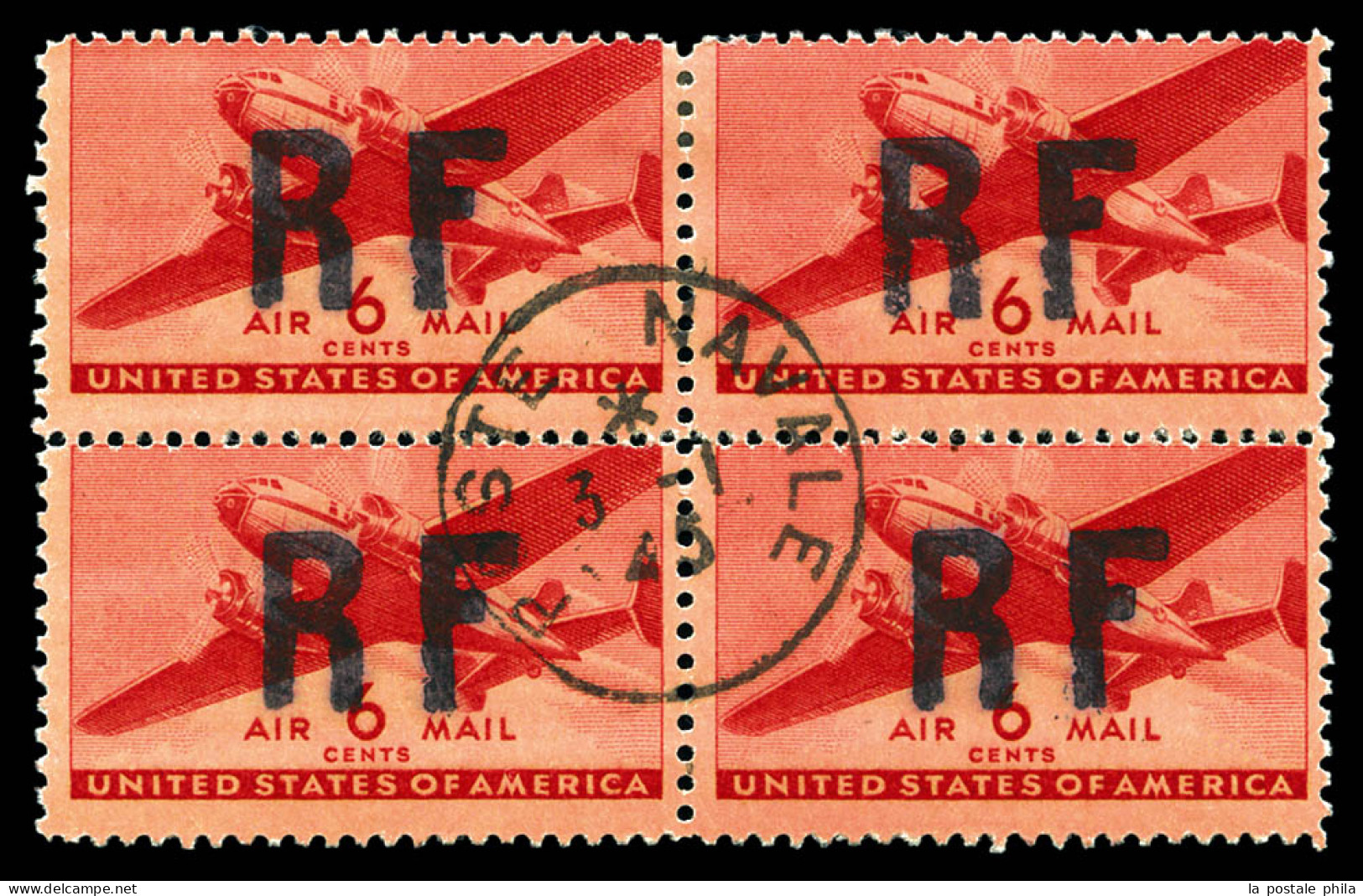 O N°20, Bizerte Type III En Bloc De Quatre Obl Càd Du 3 Janv 1945. TTB (certificat)  Qualité: Oblitéré  Cote: 1200 Euros - Military Airmail