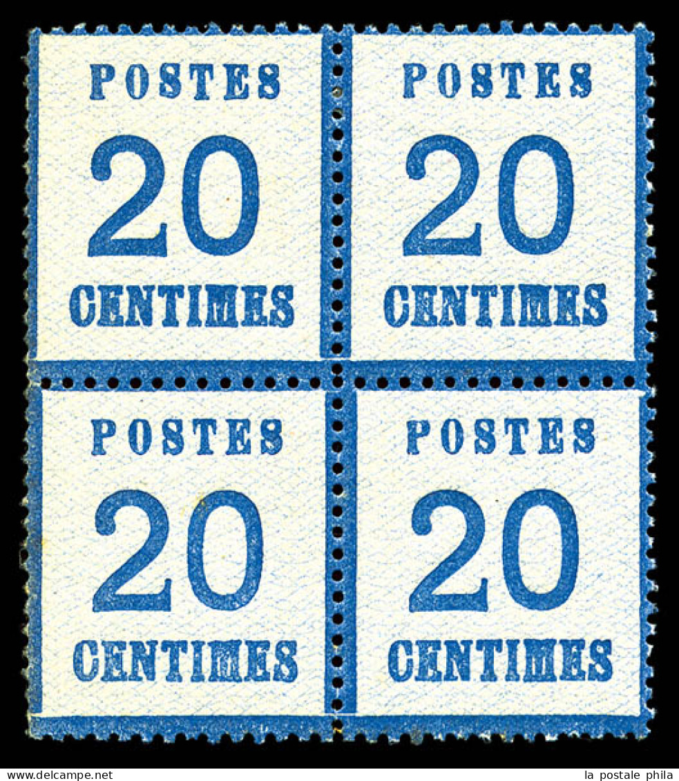 * N°6, 20c Bleu En Bloc De Quatre, Frais Et TB (signé Calves/certificat)  Qualité: *  Cote: 1000 Euros - Unused Stamps