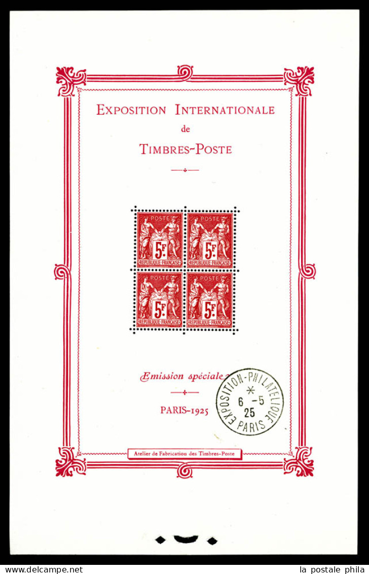 ** N°1b, Exposition Philatélique De Paris 1925, Avec Cachet De L'exposition Hors Timbres, Légères Froissures, TB (certif - Mint/Hinged