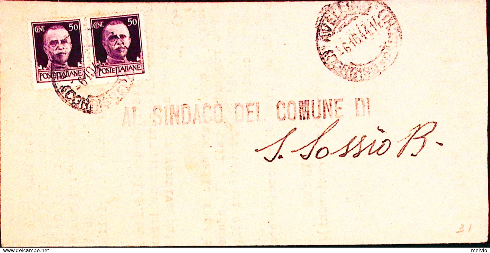 1944-Imperiale Coppia C.50 Su Piego Avellino Verde (6.10) - Poststempel