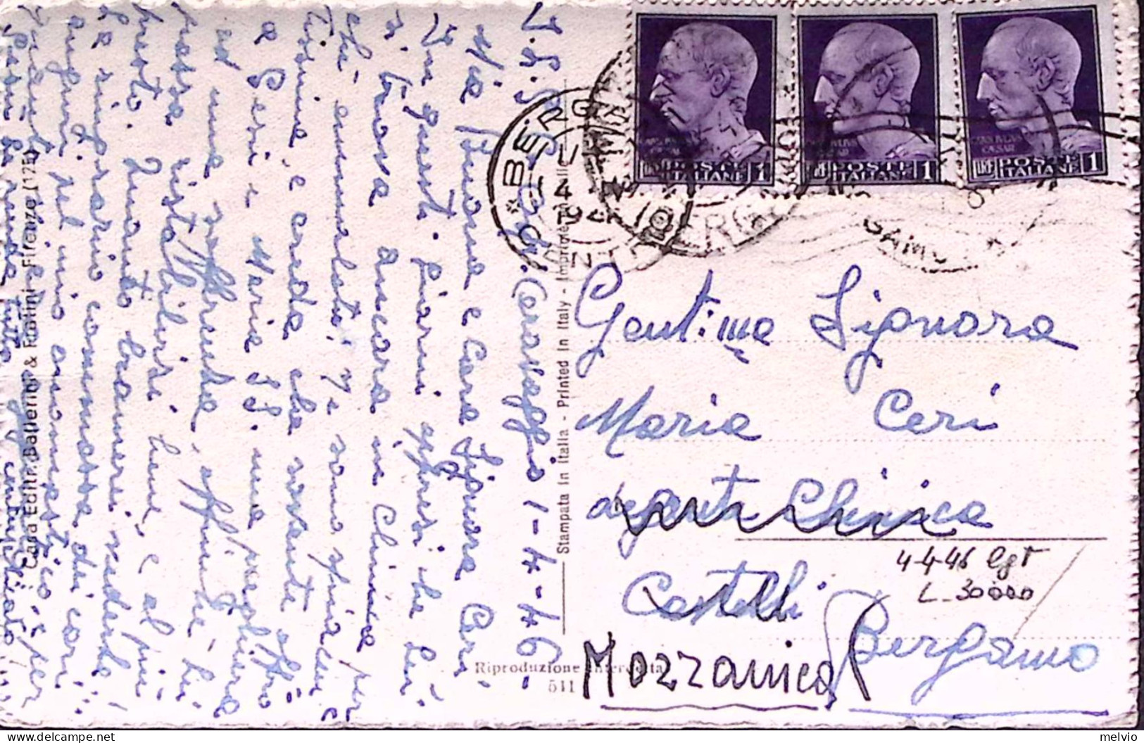 1946-Imperiale S.F. Tre Lire 1 Su Cartolina Caravaggio (2.4) - Marcophilia