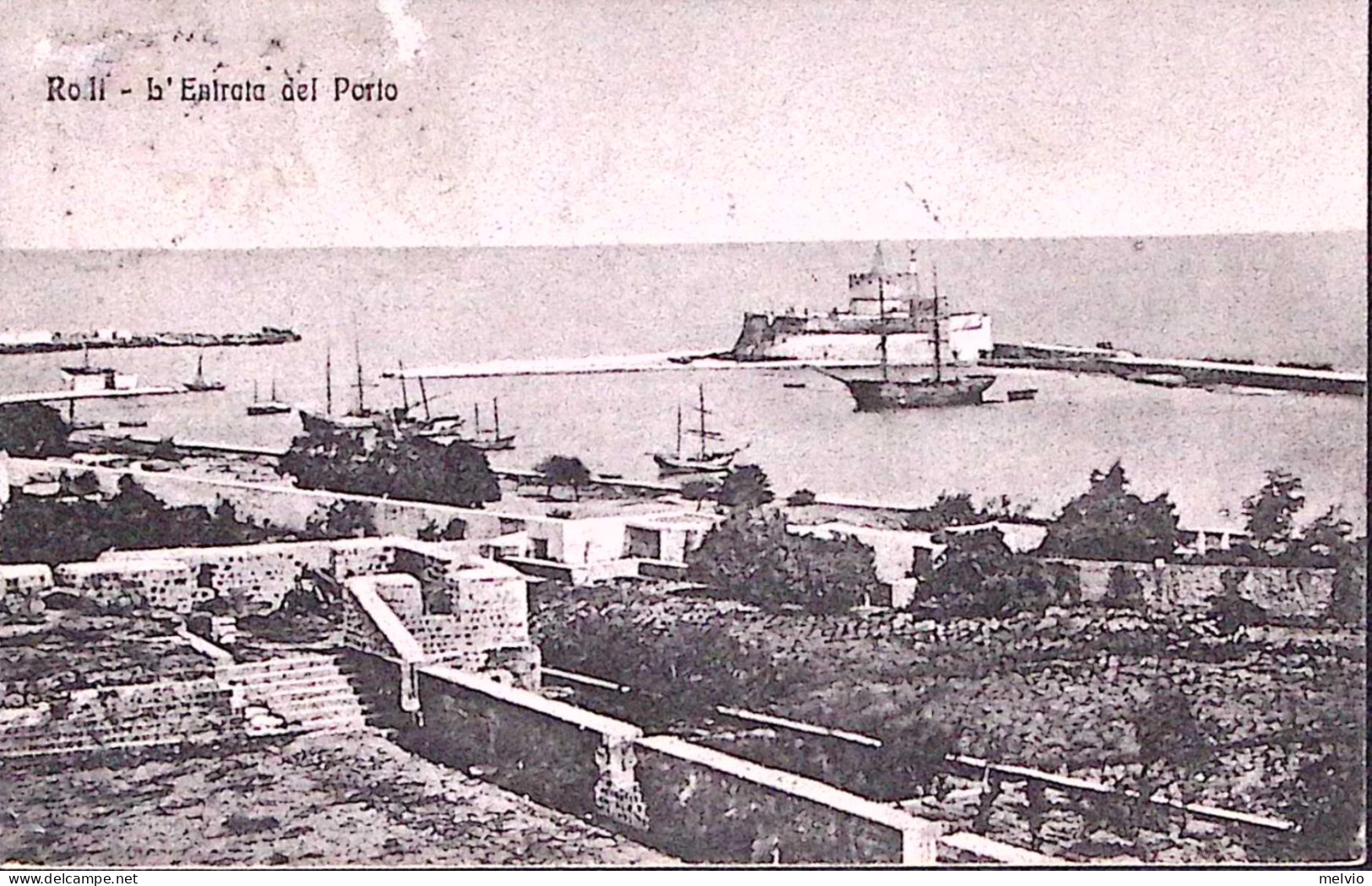 1920-RODI Entrata Del Porto Viaggiata Rodi (14.4) Affrancata Leoni Sopr.c.5 E 10 - Egeo (Rodi)