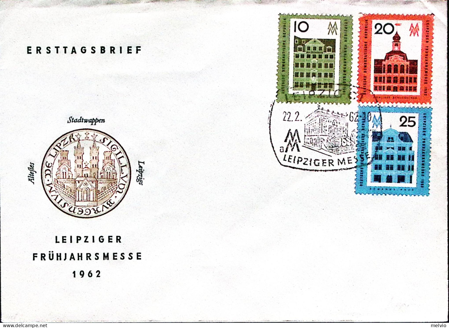 1962-GERMANIA ORIENTALE DDR Fiera Di Lipsia Serie Cpl. (586/8) Fdc - Briefe U. Dokumente