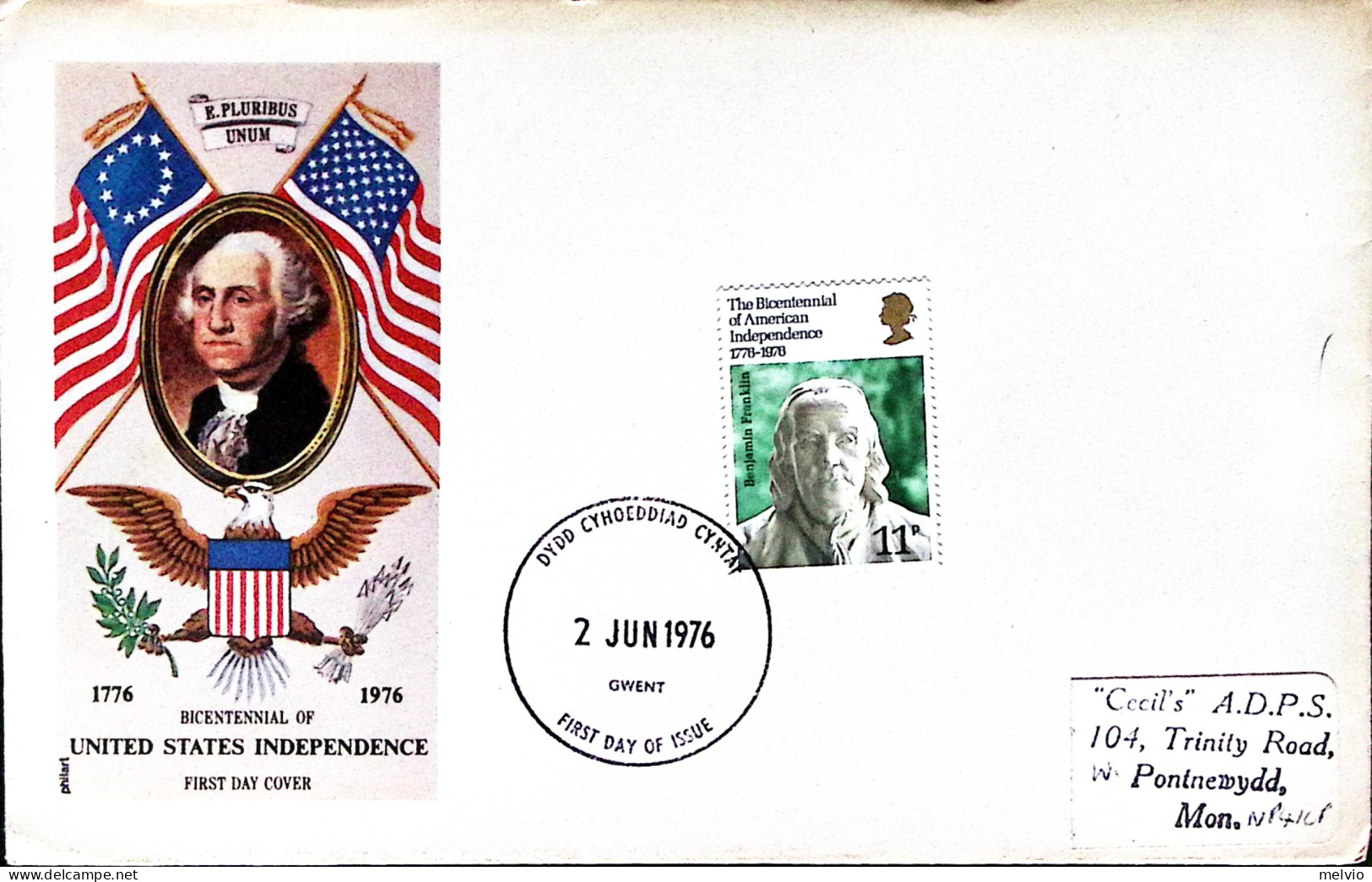 1976-GRAN BRETAGNA 200 Anniversario Indipendenza U.S.A. (794) Fdc - Lettres & Documents