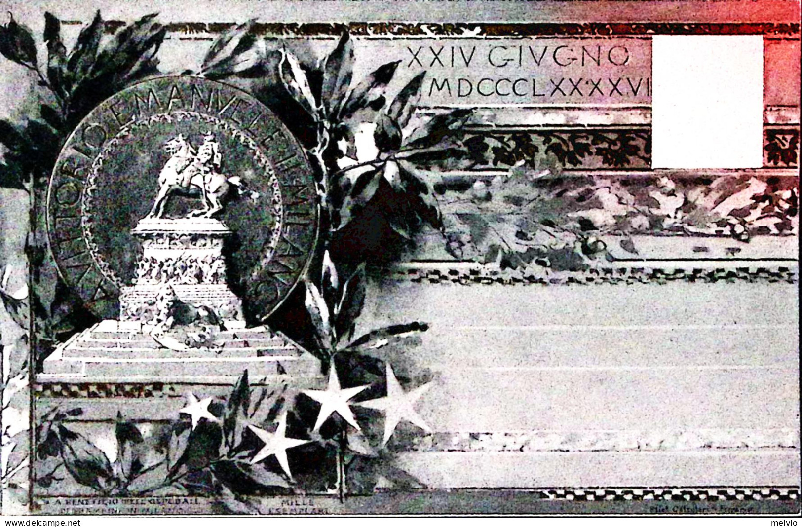 1896-CP Inaugurazione Monumento Vittorio Emanuele Prova Colore In Ardesia - Patriotiques