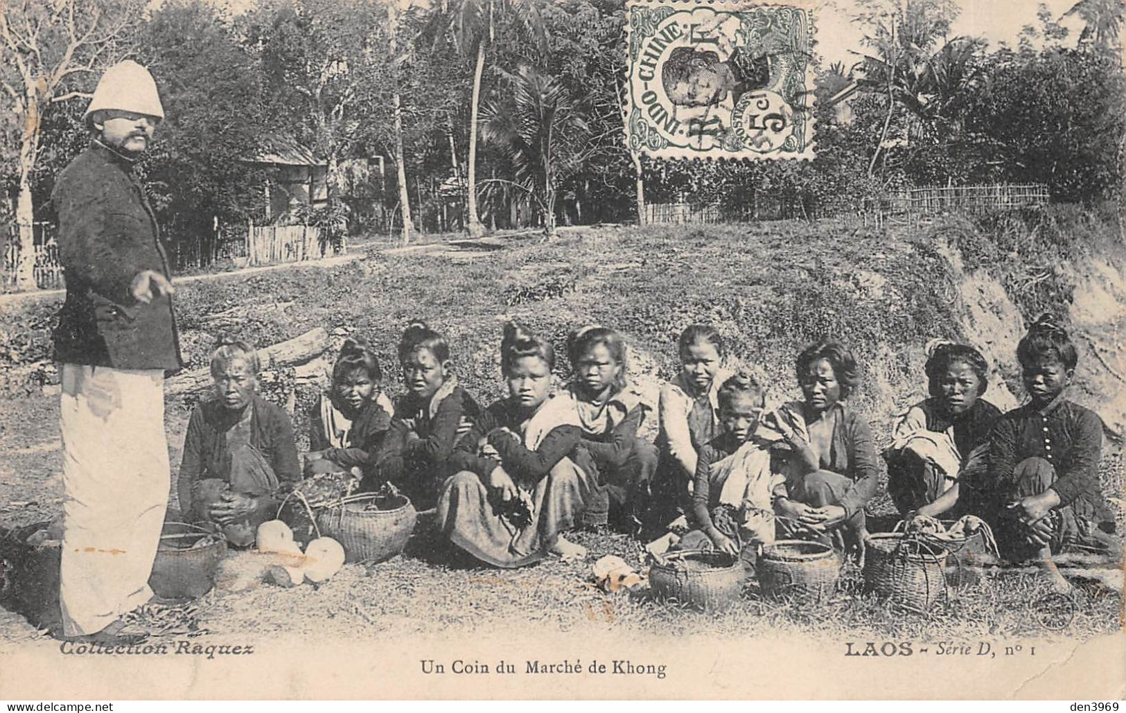 Laos - Un Coin Du Marché De KHONG - Ile - Voyagé (2 Scans) Receveur Des Douanes à Chrui-Chong-Wa - Laos