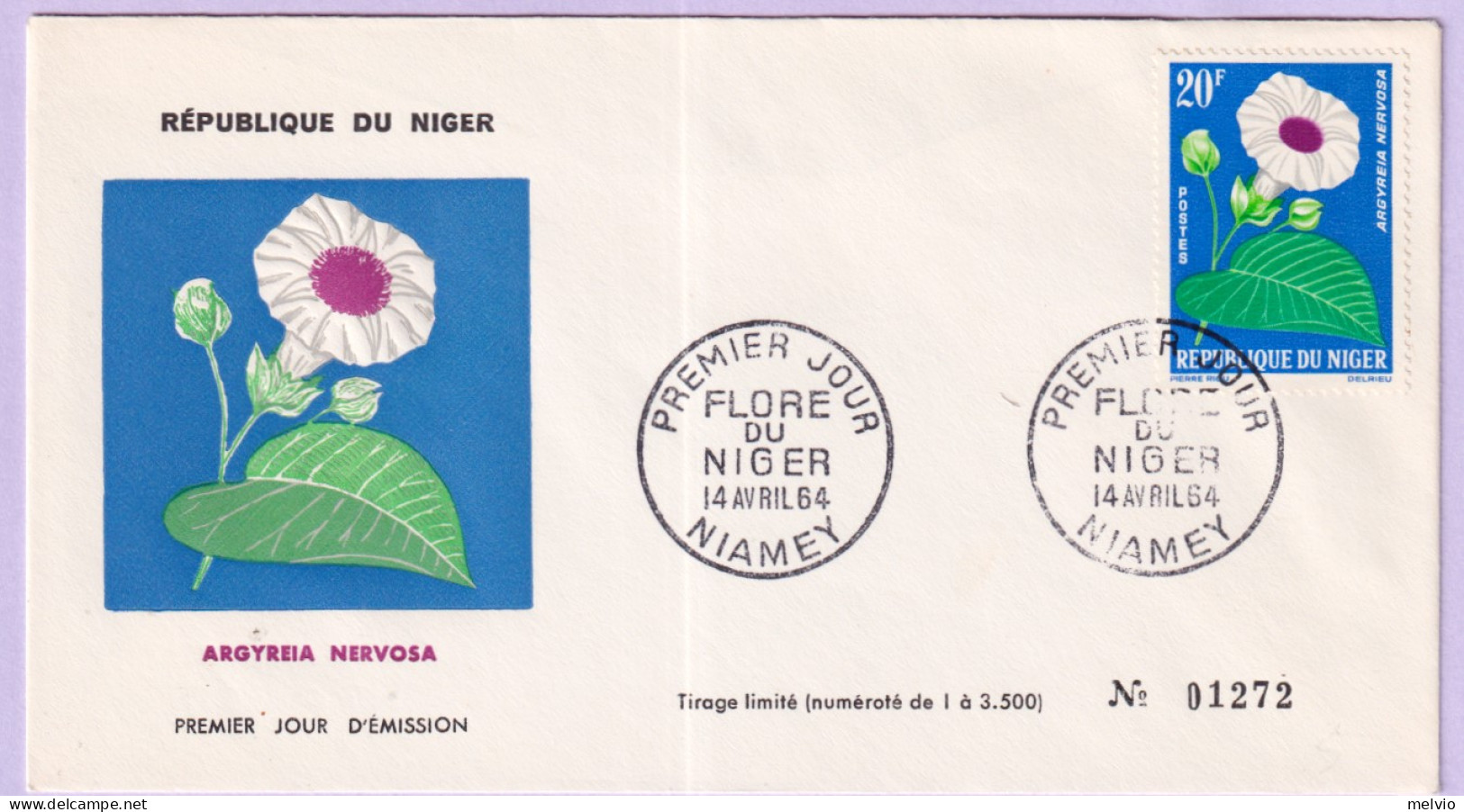 1964-Niger Fiori C.20, 25 E 30 (138/0) Tre Fdc - Niger (1960-...)