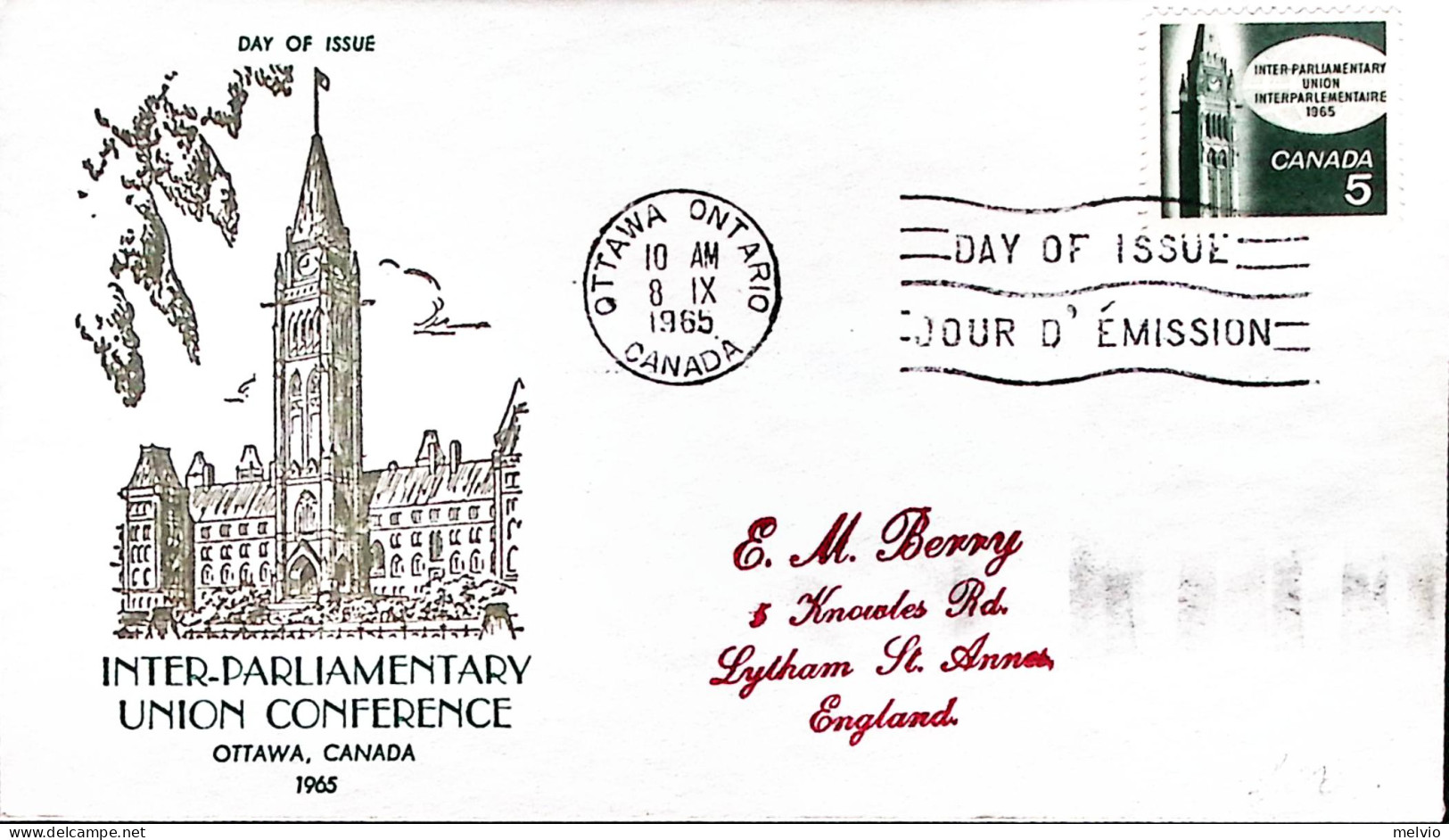 1965-CANADA Congresso Unione Interparlamentare (366) Fdc - Autres & Non Classés