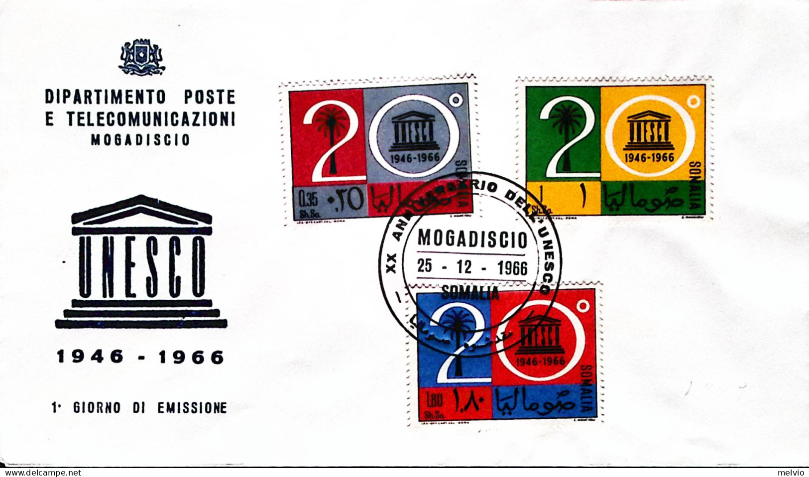 1966-Somalia UNESCO Serie Cpl. Fdc - Somalia (1960-...)