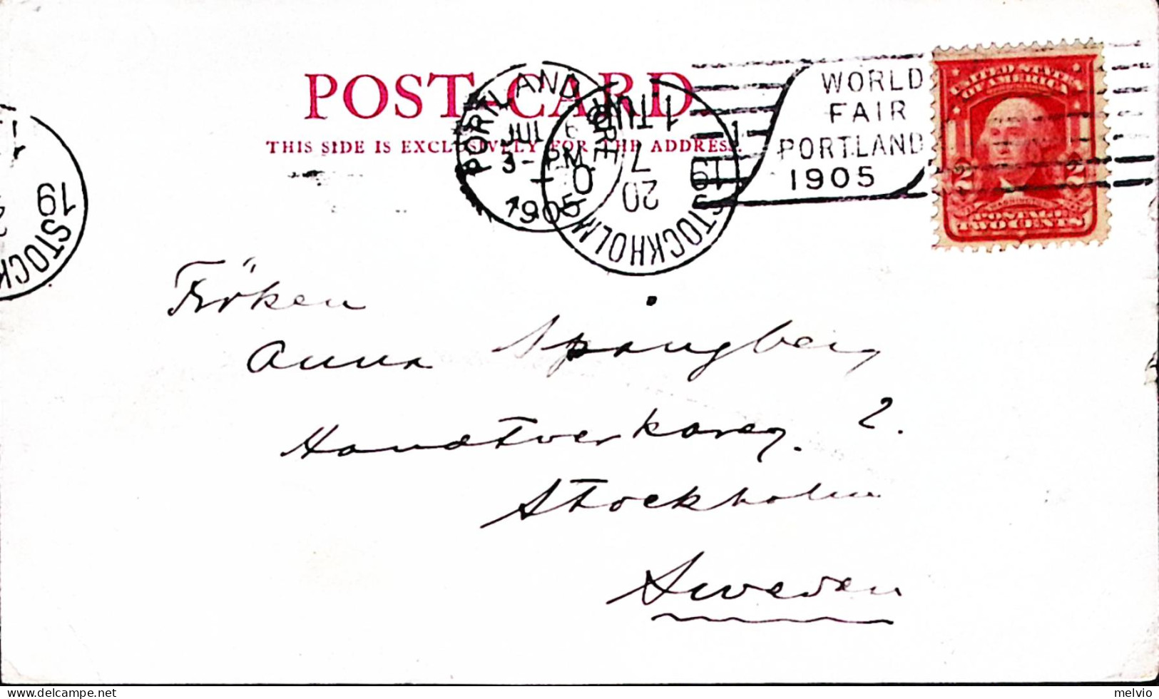 1905-U.S.A. Annullo Pubblicitario Fiera Mondiale Portland1905, Su Cartolina Per  - Storia Postale