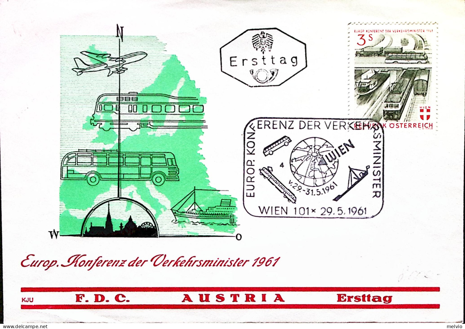 1961-Austria Conferenza Europea Ministri Trasporti Fdc - FDC