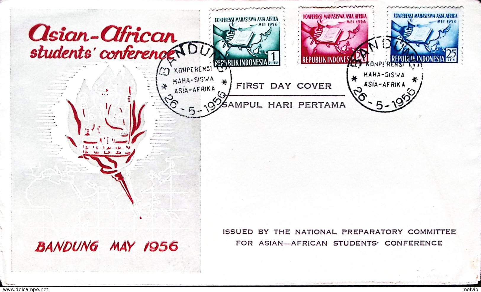 1956-Indonesia Conferenza Studenti Afro-asiatici Serie Cpl. Fdc - Indonesien