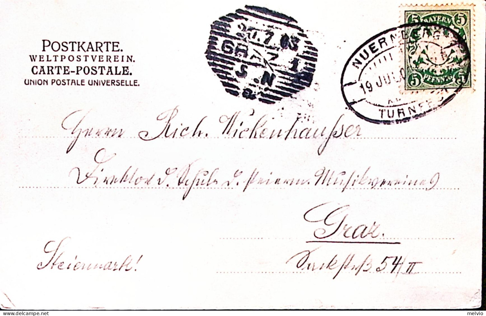 1903-Baviera Nuerberg Torneo Ginnico Annullo Speciale Su Cartolina (Norimberga P - Autres & Non Classés