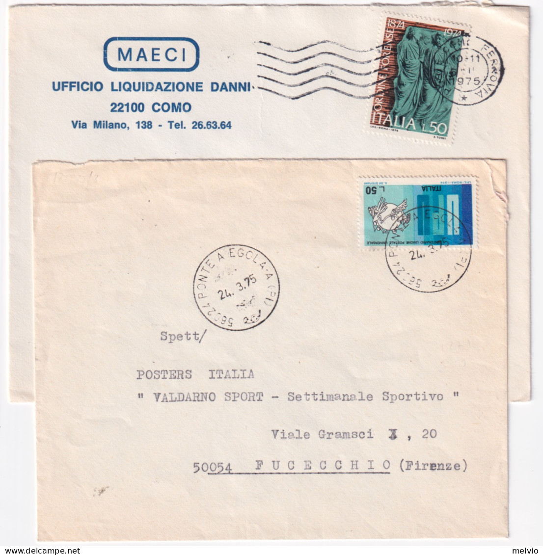 1975-UPU. S. TOMMASO E ORDINE FORENSE (1271+1273/4) Isolati Su 3 Buste - 1971-80: Marcophilia