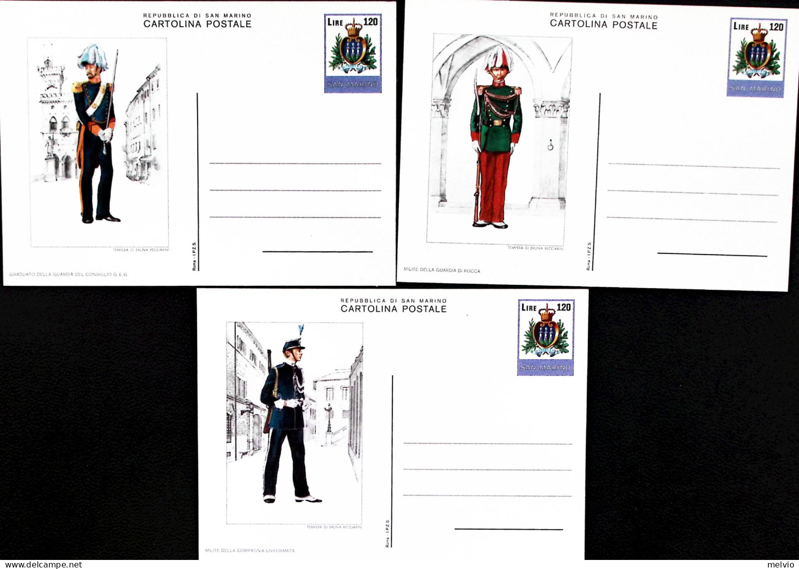 1979-SAN MARINO Cartolina Postale Lire 120 Uniformi Serie Completa Di 6 Cartolin - Enteros Postales