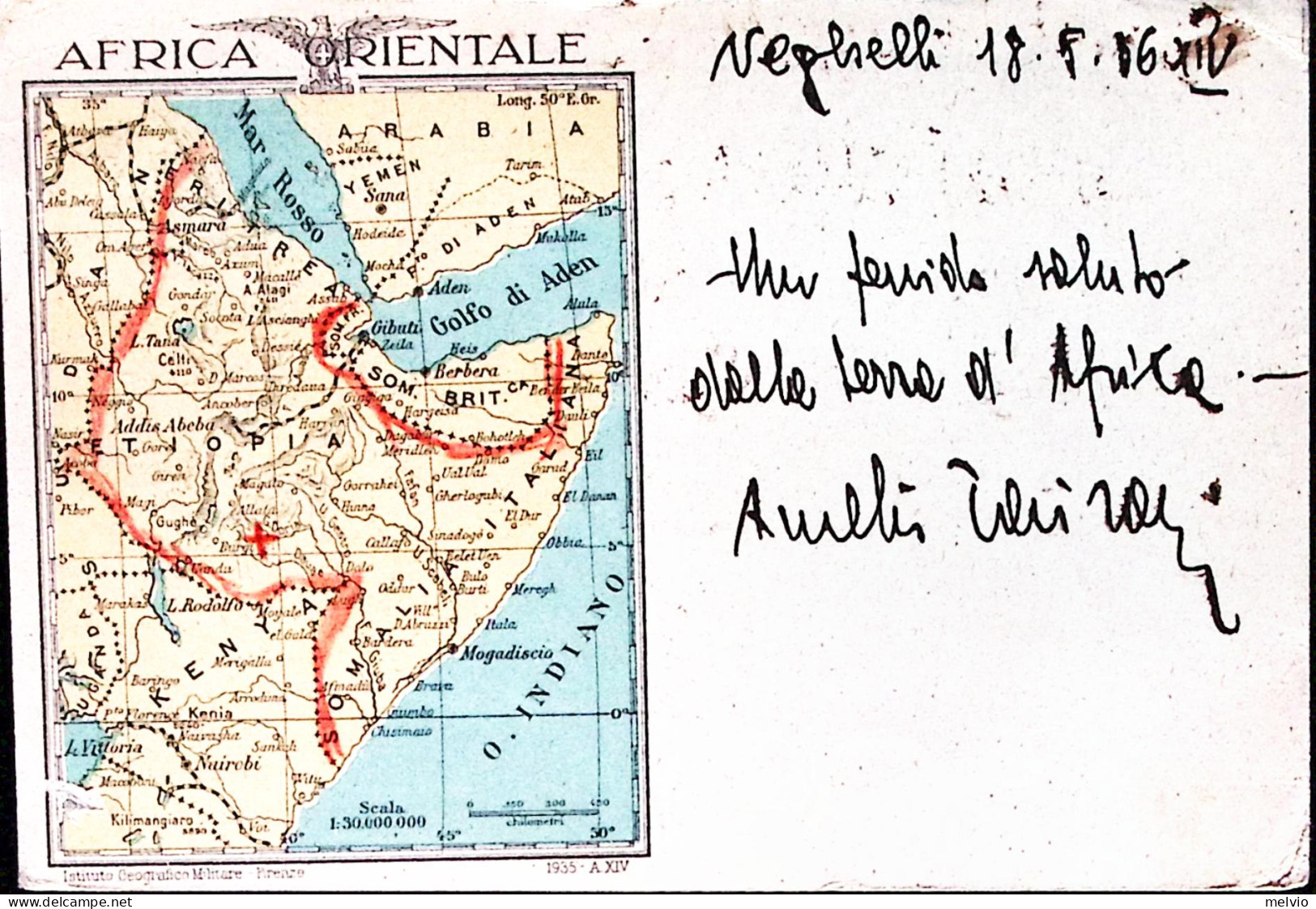 1936-UFFICIO COMMISSARIATO NEGHELLI Manoscr. Su Cartolina Franchigia Posta Milit - Poststempel