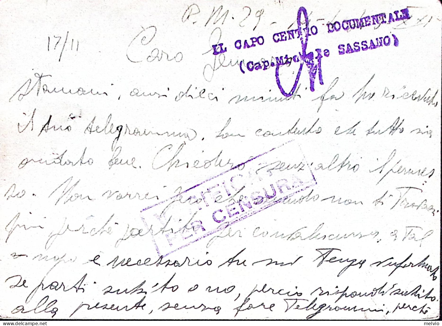 1943-Posta Militare/N 29 C.2 (16,4) Su Cartolina Franchigia - Poststempel