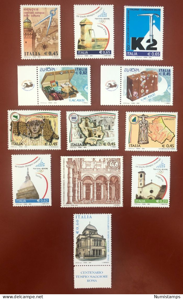 2004 - Italian Republic (12 New Stamps) - MNH - ITALY STAMPS - 2001-10: Ungebraucht