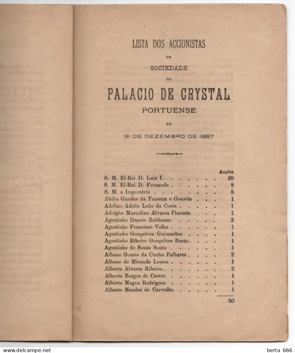 Livro Relatório Da Direcção * Palácio De Cristal Portuense * Porto * Visconde Oliveira * Circulado 1888 - Portogallo