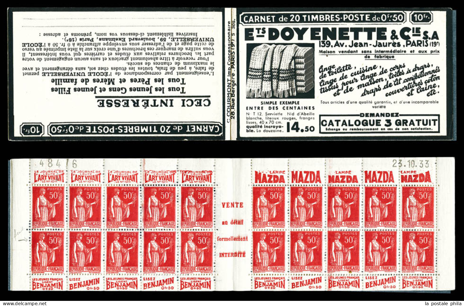 ** N°283-C24, Série 305, DOYENETTE LINGE TOILETTE Et EU, Daté Du 23/10/33. SUP  Qualité: ** - Alte : 1906-1965