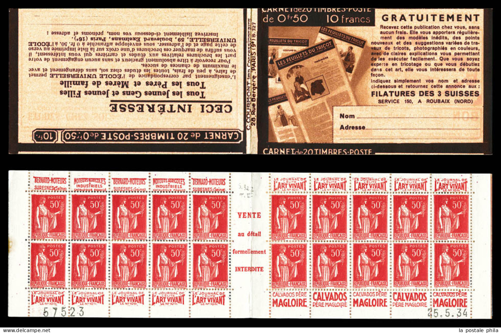 ** N°283-C25, Série 327-B, Papier Rose, 3 SUISSES SERVICE 150 Et EU, Daté Du 25.5.34. TB  Qualité: ** - Anciens : 1906-1965