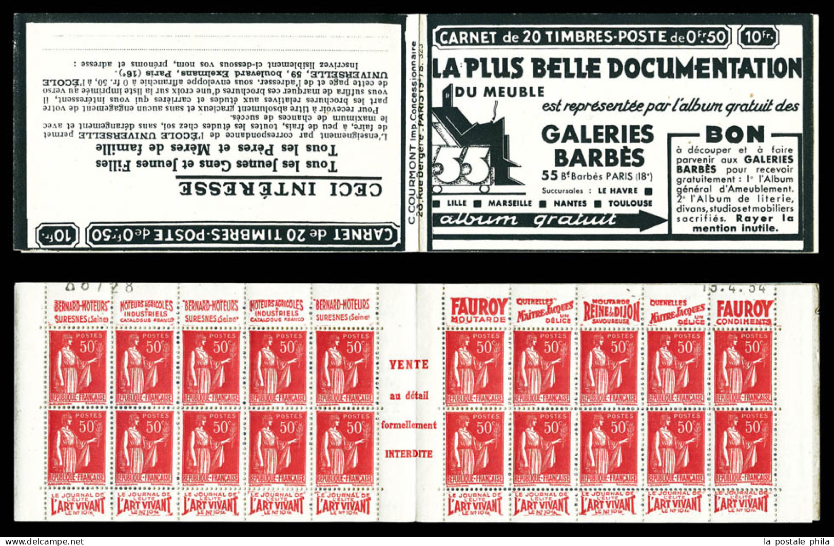 ** N°283-C28, Série 323-A, Papier Blanc, BARBES LE HAVRE Et EU, Daté Du 15.4.34. TTB  Qualité: ** - Oude : 1906-1965