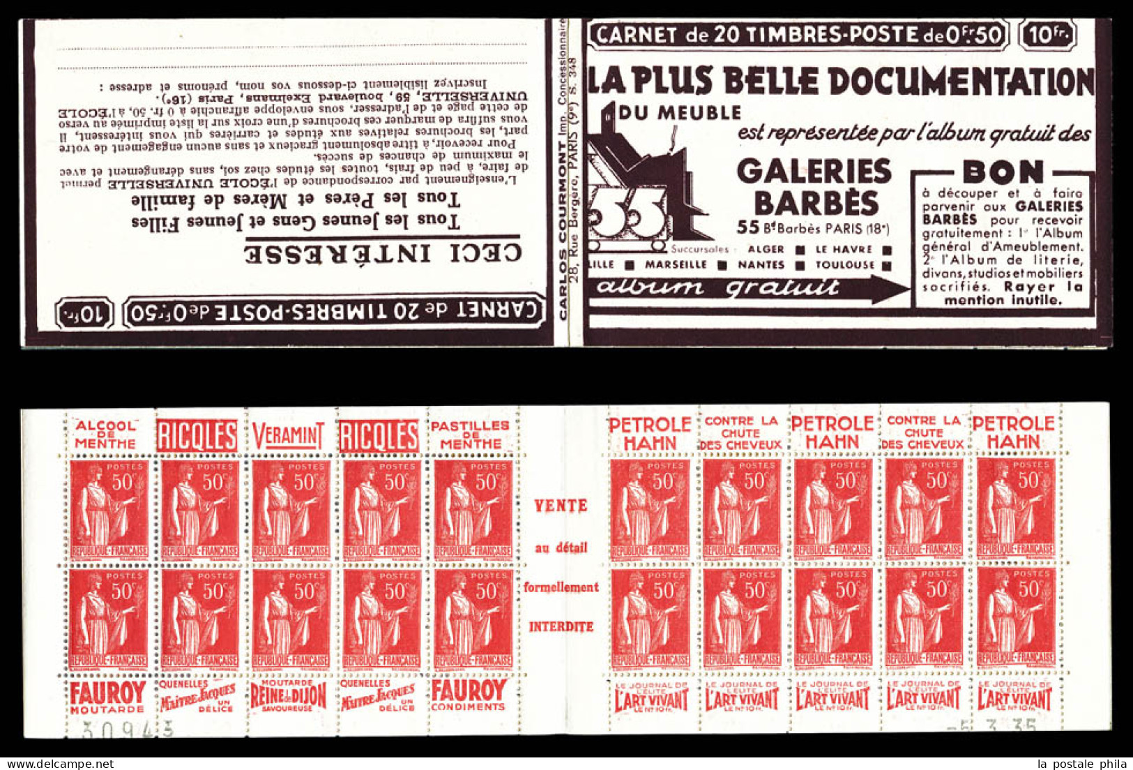 ** N°283-C40, Série 348, GALERIES BARBES Et EU, Daté Du 5.3.35. TTB  Qualité: ** - Old : 1906-1965