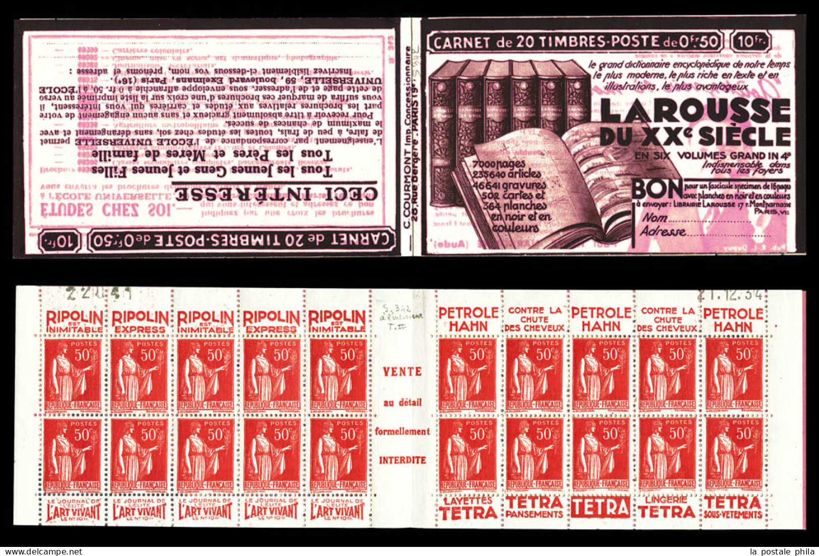 ** N°283-C44, Série 342, LAROUSSE Et EU, Daté Du 21/12/34, SUP  Qualité: ** - Old : 1906-1965