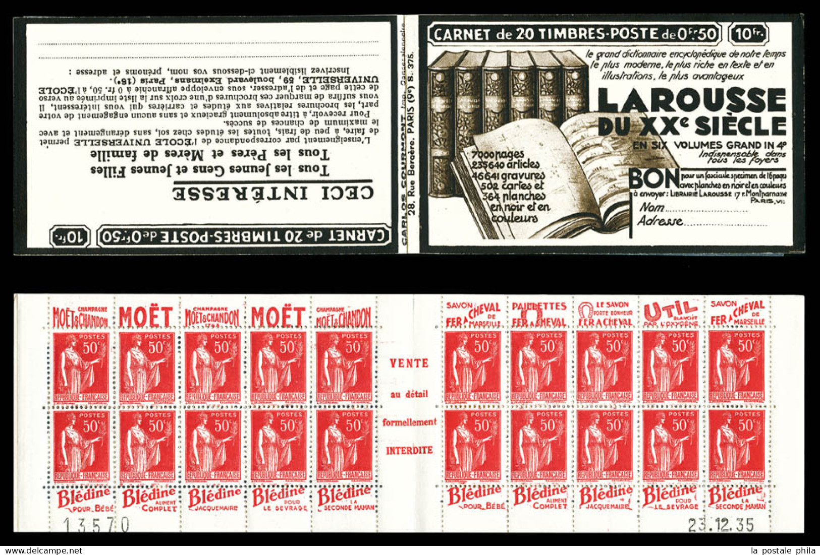 ** N°283-C49, Série 375, LAROUSSE Et EU, Daté Du 23.12.35, TB  Qualité: ** - Anciens : 1906-1965