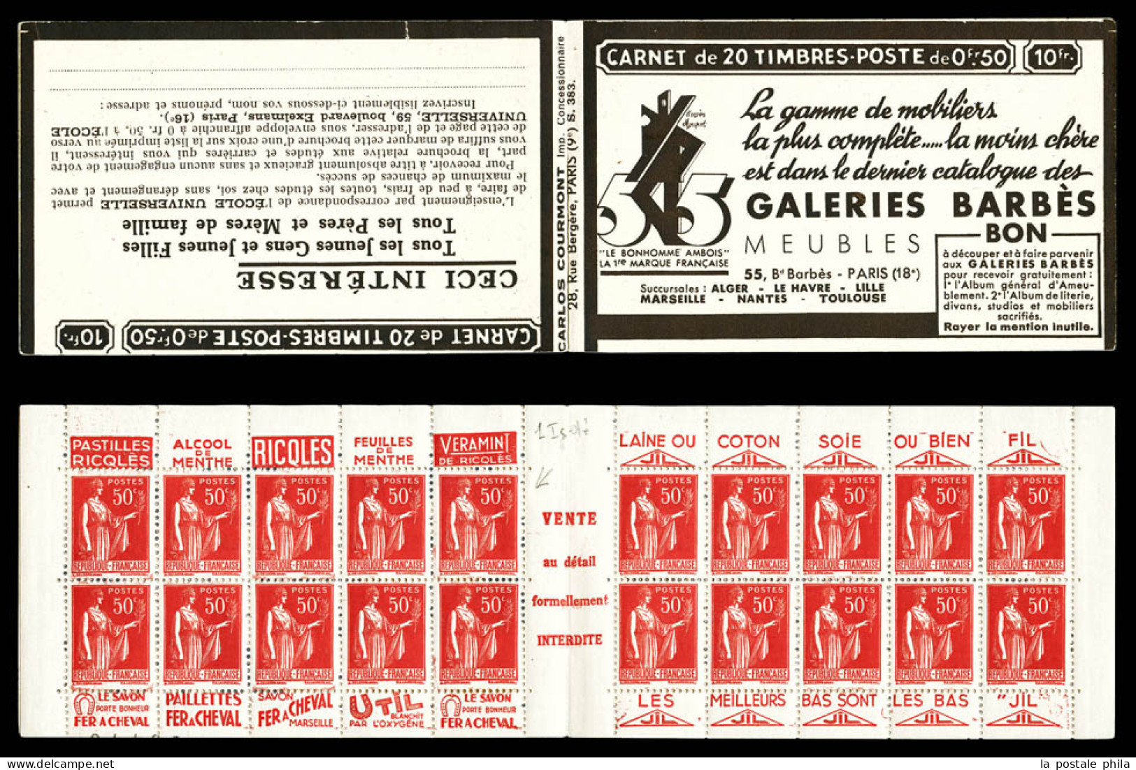 ** N°283-C56, Série 383-B, GALERIES BARBES Et EU. SUP  Qualité: ** - Anciens : 1906-1965