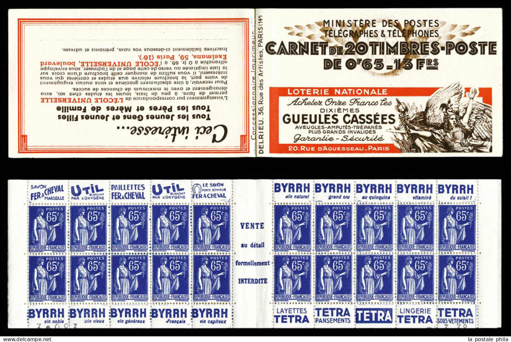 ** N°365-C2, Série 31, GUEULES CASSEES Et EU, Daté Du 4.3.38. TTB  Qualité: ** - Vecchi : 1906-1965