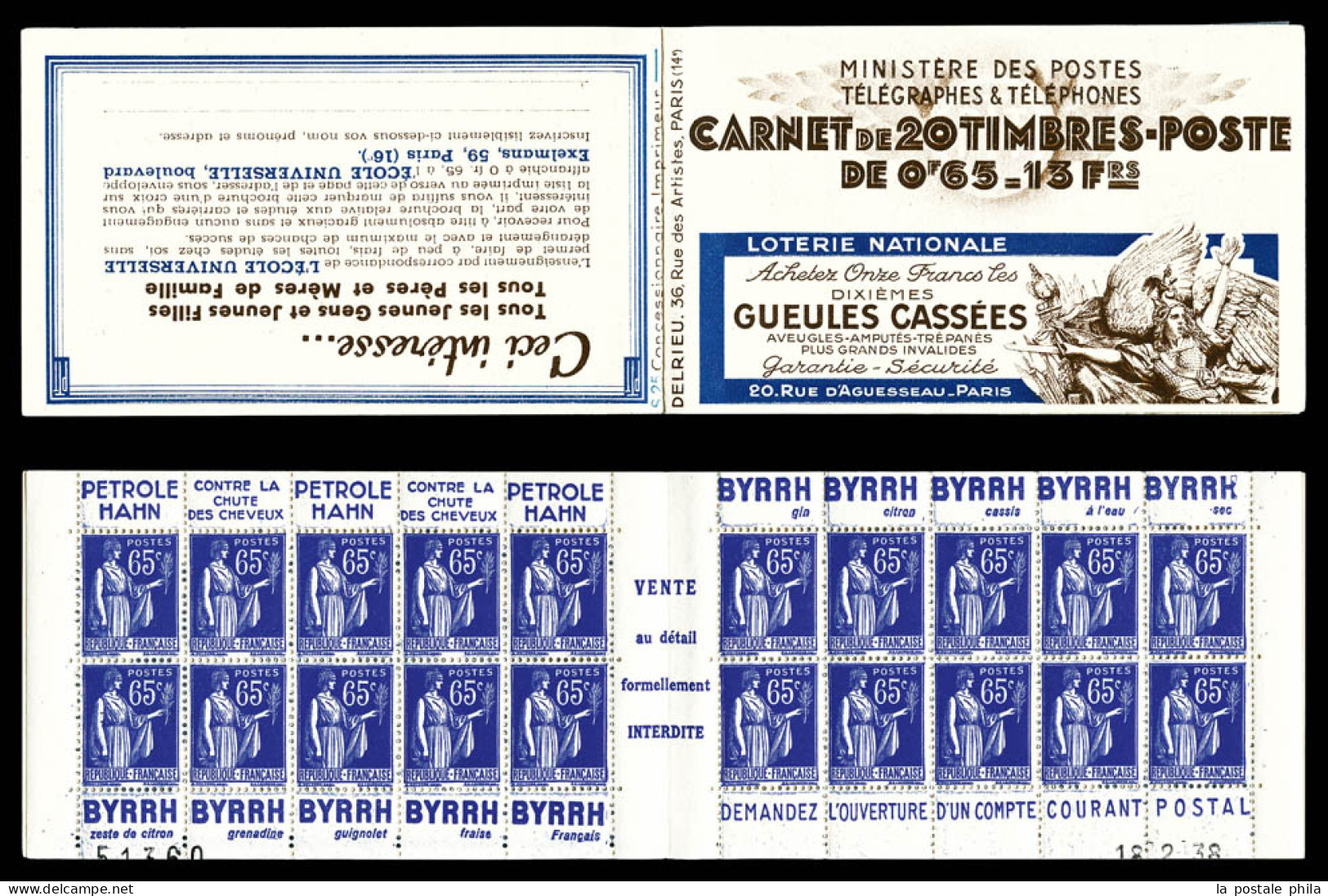 ** N°365-C5, Série 25, GUEULES CASSEES Et EU, Daté Du 18.2.38. TTB  Qualité: ** - Oude : 1906-1965