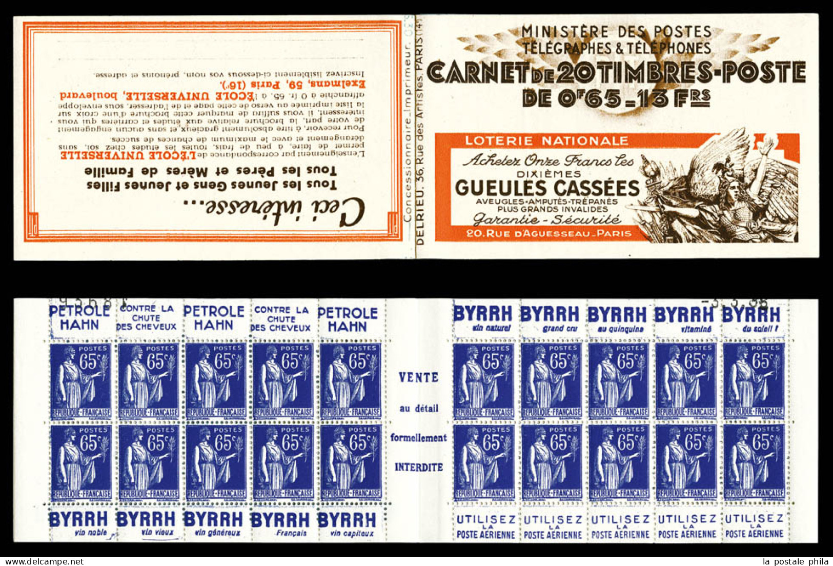 ** N°365-C6, Série 30, GUEULES CASSEES Et EU, Daté Du 3.3.38. TTB  Qualité: ** - Alte : 1906-1965