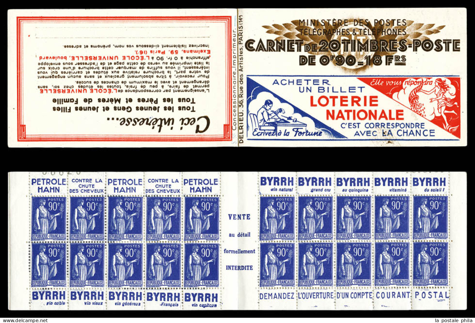 ** N°368-C2, Série 58-A, LOTERIE NATIONALE Et EU. TTB  Qualité: ** - Anciens : 1906-1965