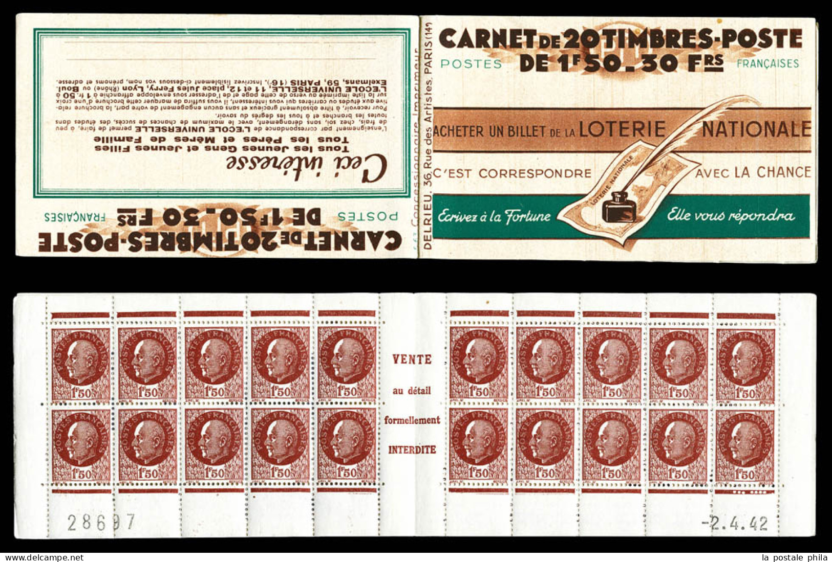 ** N°517-C1, Série 63 (7 Points Dans La Marge Case 20), LOTERIE NATIONALE Et EU, TB  Qualité: ** - Anciens : 1906-1965