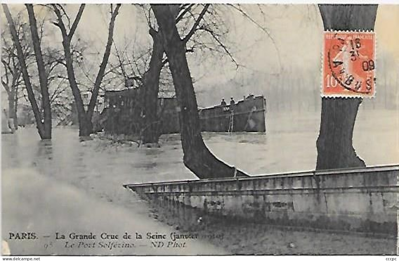 CPA Paris La Grande Crue De La Seine Janvier 1910 - Le Port Solférino - Arrondissement: 07