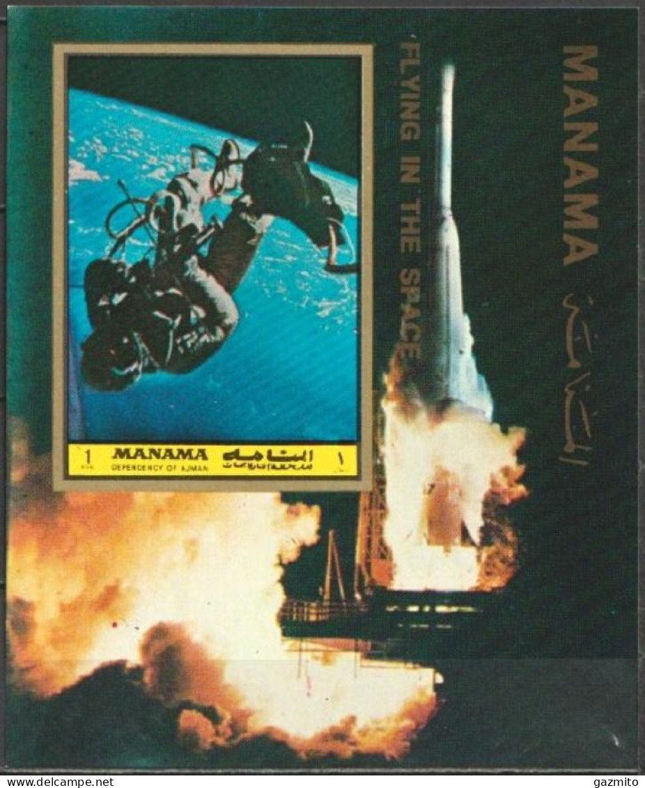Manama 1972, Space, Flying In The Space, Block IMPERFORATED - Asie