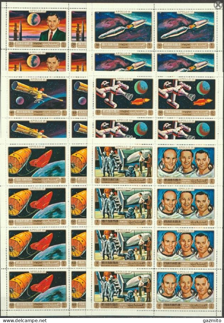 Manama 1972, Space, Apollo 16, 7Sheetlets - Asia