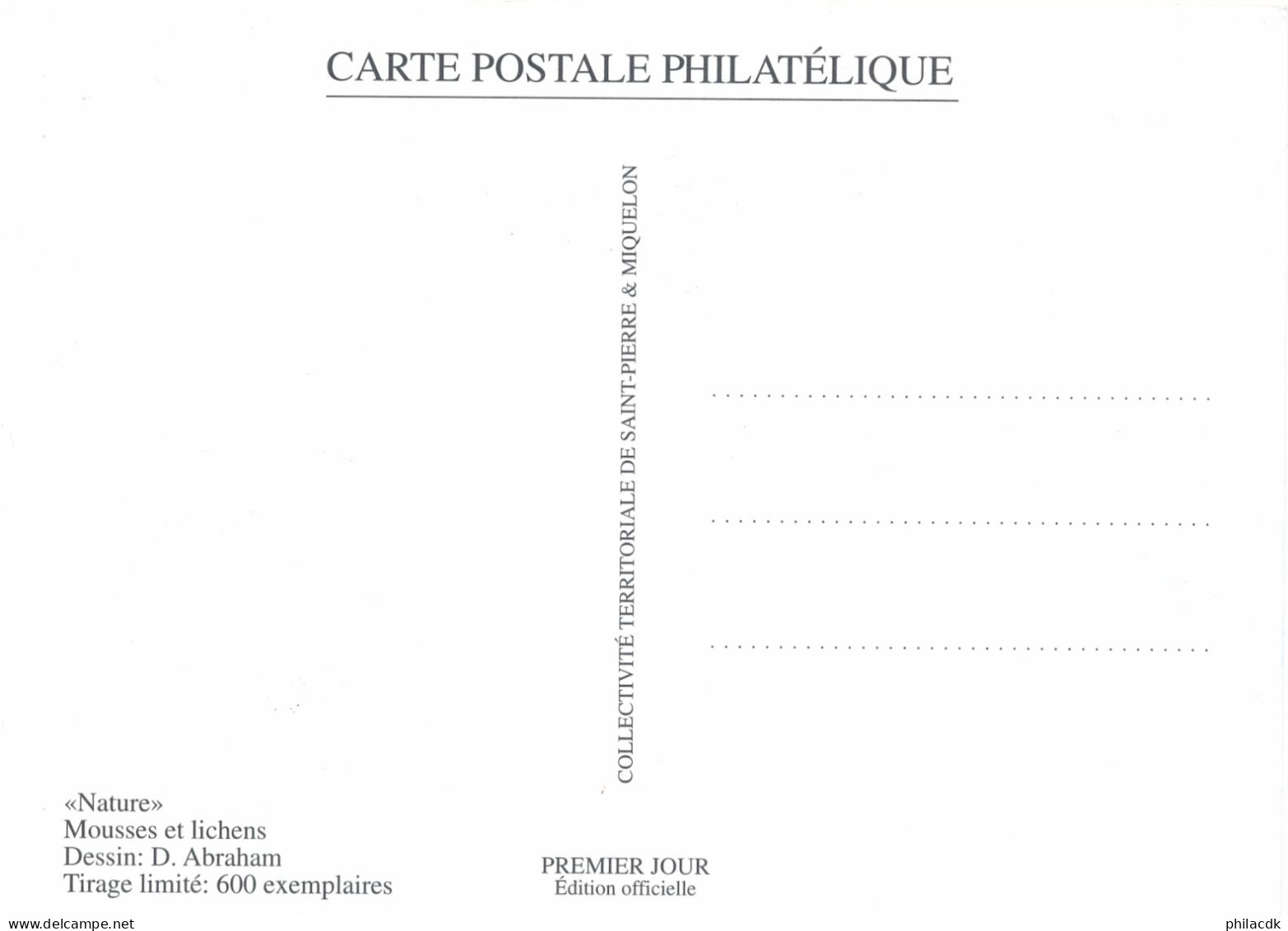 SAINT PIERRE ET MIQUELON - CARTE MAXIMUM FLEURS OBLITEREE AVEC CAD DU 13 MARS 1996 - Other & Unclassified