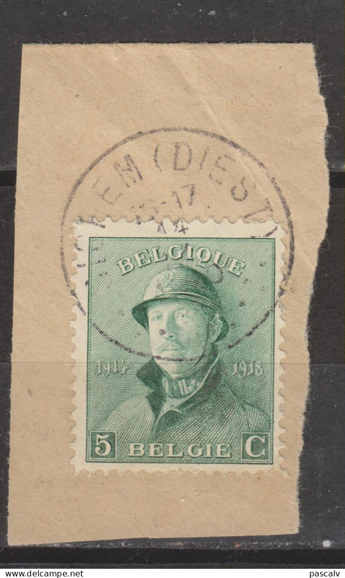 COB 167 Sur Fragment Oblitération Centrale SICHEM (DIEST) - 1919-1920 Albert Met Helm