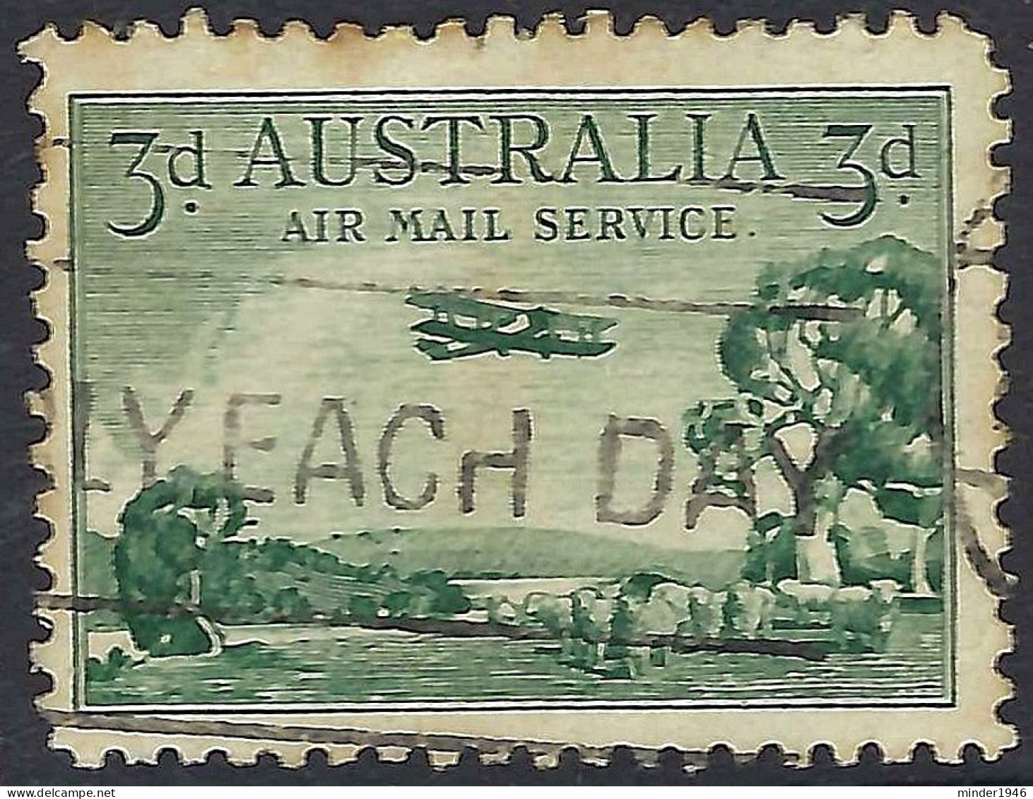 AUSTRALIA 1929 3d Green Air Mail Service SG115 Used - Usati