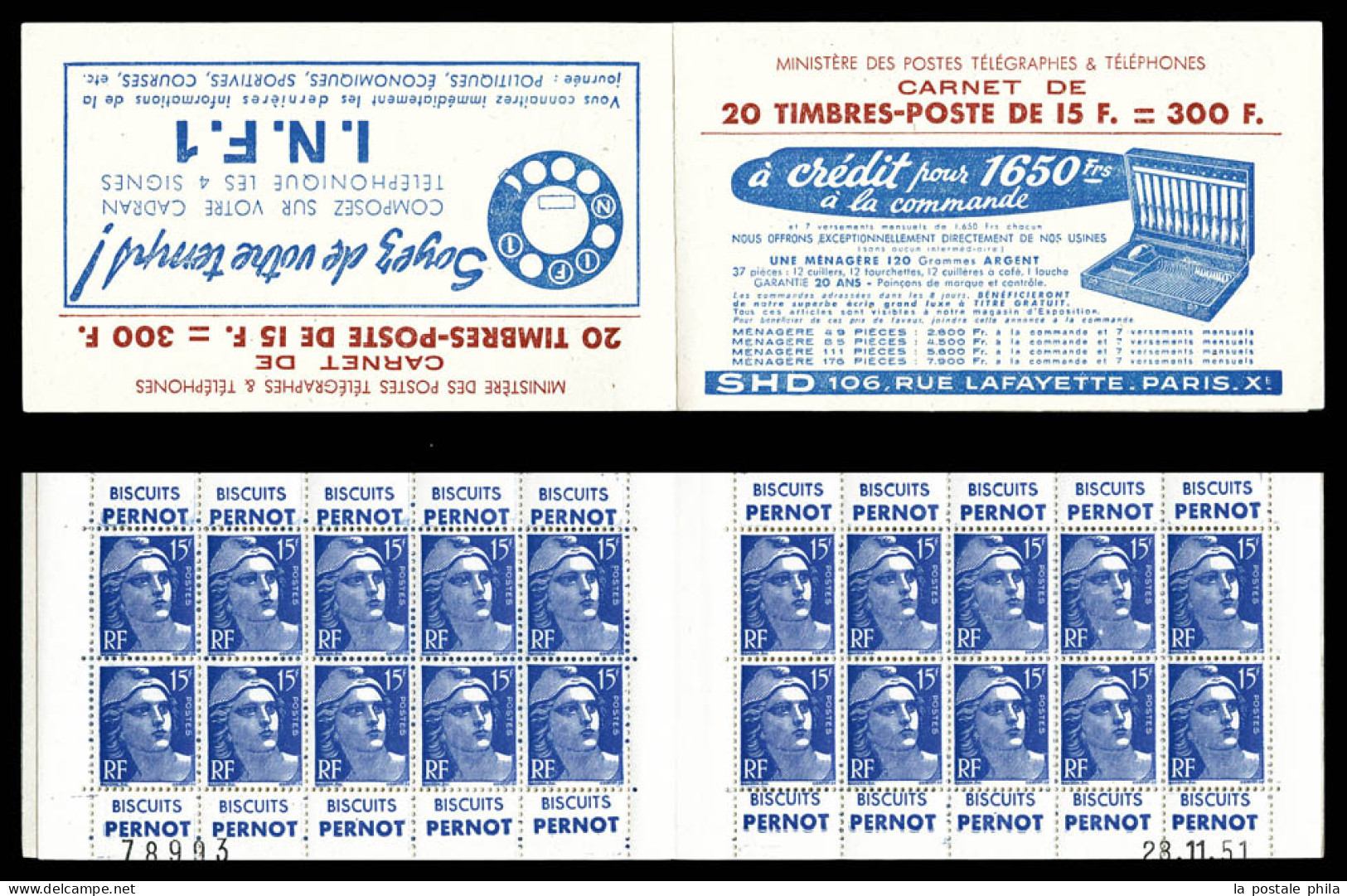 ** N°886-C6, Série I.N.F.1 Du 1er Tirage Daté Du 28/11/51, TTB  Qualité: ** - Alte : 1906-1965