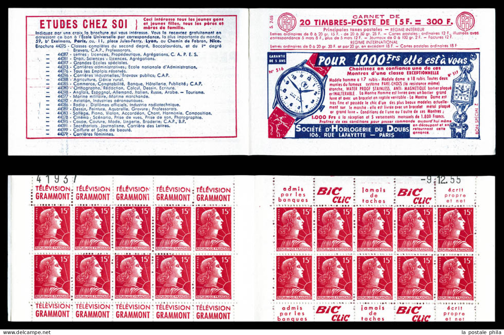 ** N°1011-C9, Série 7-55, HORLOGERIE DU DOUBS Et EU, Daté Du 9.12.55. TTB  Qualité: ** - Old : 1906-1965