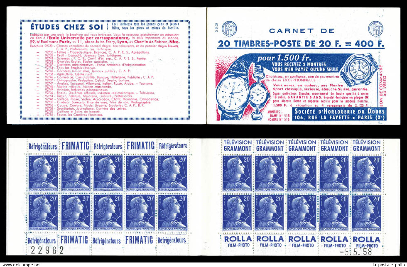 ** N°1011B-C13, Série 8-58, HORLOGERIE DU DOUBS Et EU. Daté. TTB  Qualité: ** - Oude : 1906-1965