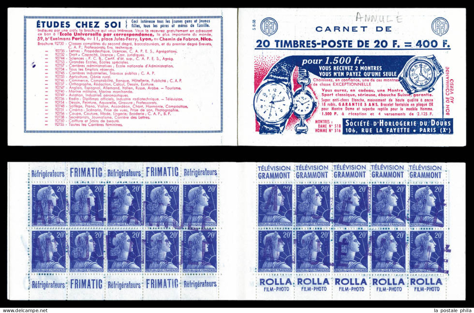 ** N°1011B-C13, Série 8-58, Timbres Surchargés 'ANNULE' En Violet. SUP. R.R.  Qualité: ** - Anciens : 1906-1965