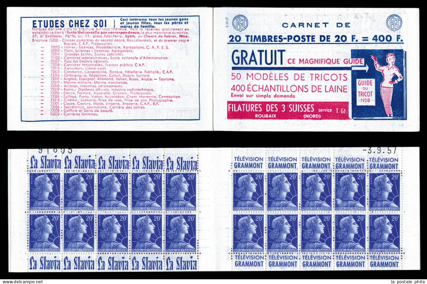 ** N°1011B-C28, Série 10-57, 3 SUISSES Guide Tricot Et EU, Daté Du 3.9.57, TTB  Qualité: ** - Alte : 1906-1965